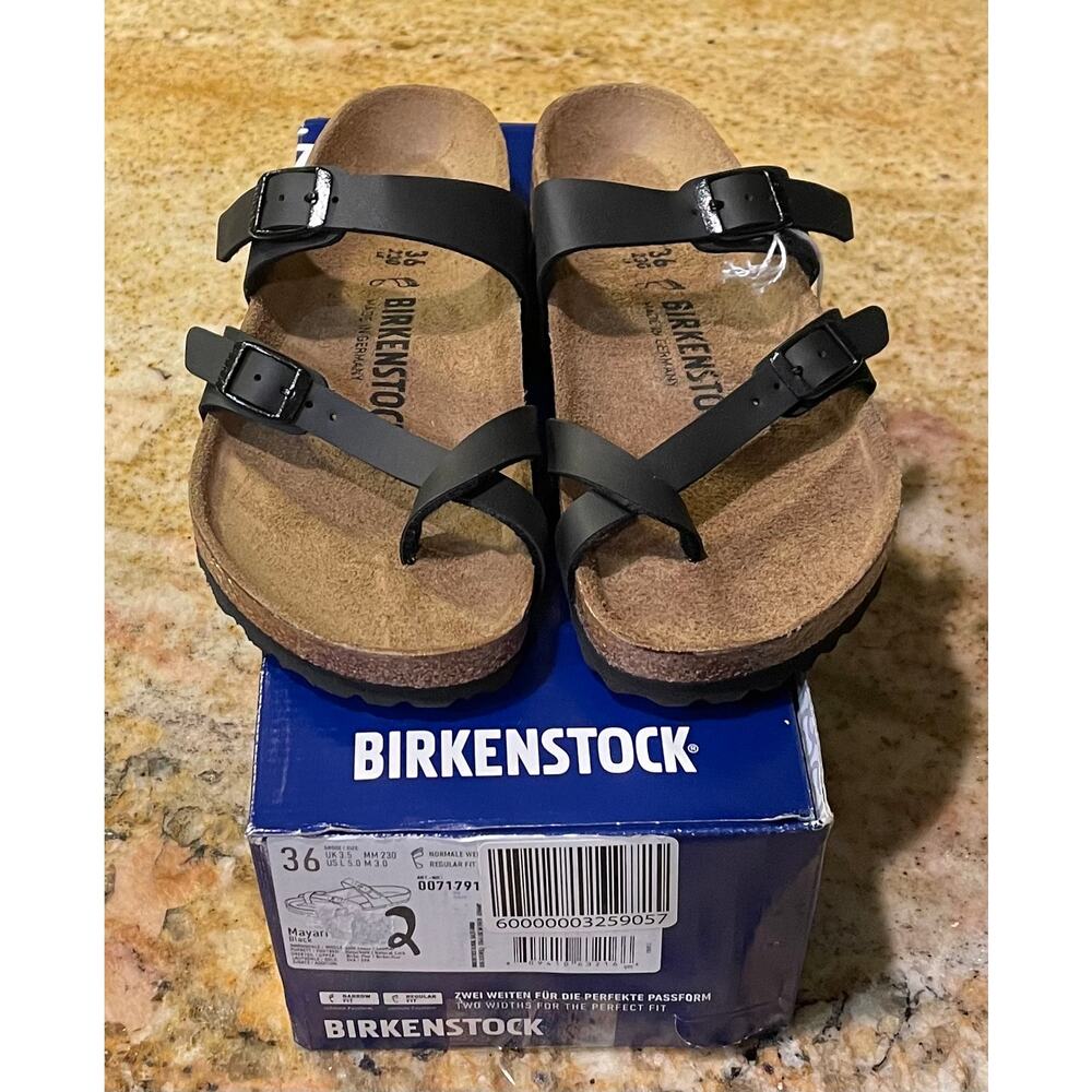 NWT/NIB Mayari Birko-Flor Black Sandals EU 36/Women’s 5 - Picture 3 of 6